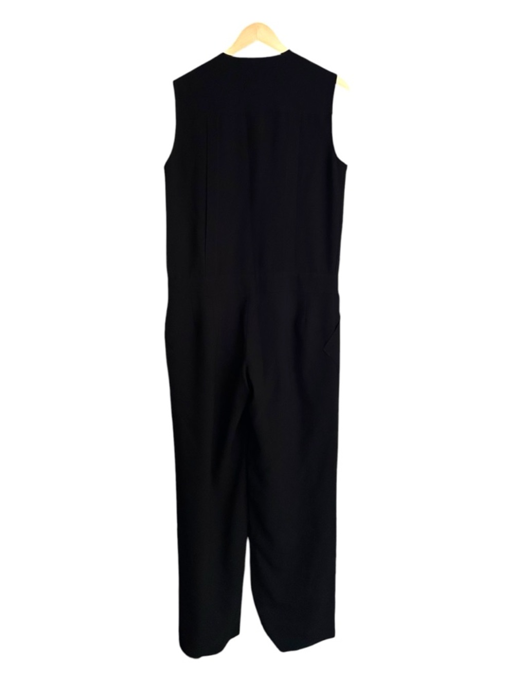 Jenni Kayne Black Sleeveless Silk Lined Jumpsuit Sz Small Minimalist Wide Leg - Picture 3 of 10